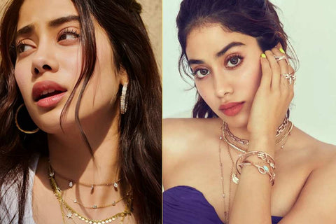 Jhanvi Kapoor in Layering necklaces