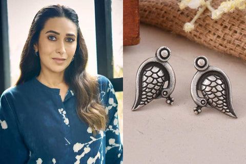 Karishma Kapoor oxidised silver stud earrings