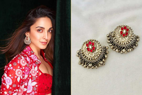 Kiara Aadvani in Oxidised Red Stone Stud