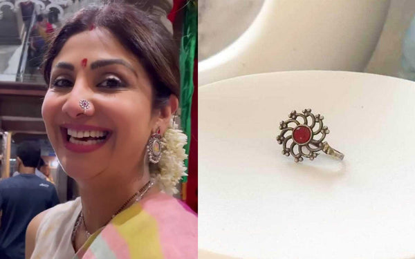 Shilpa Shetty In Oxidised Nose Pine