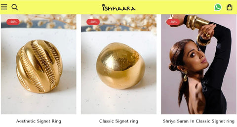 artificial gold color rings for women