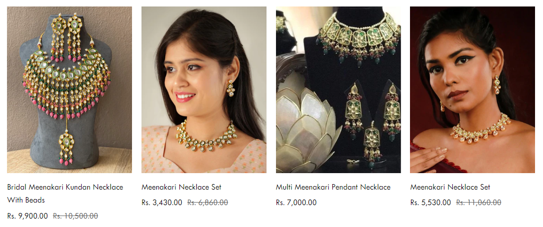 meenakari necklaces with matching earrings