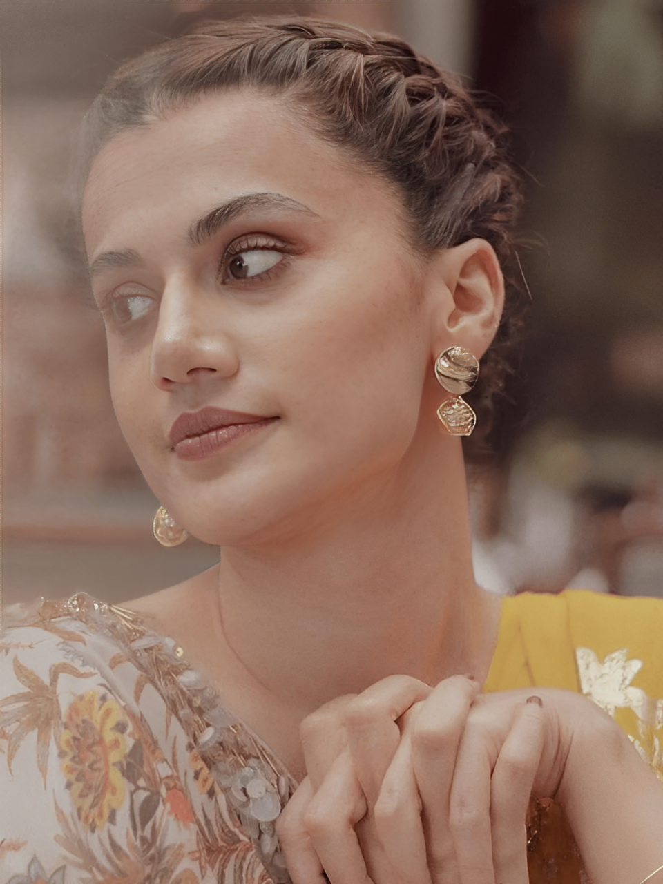 Taapsee Pannu in Nest Pearl Earrings