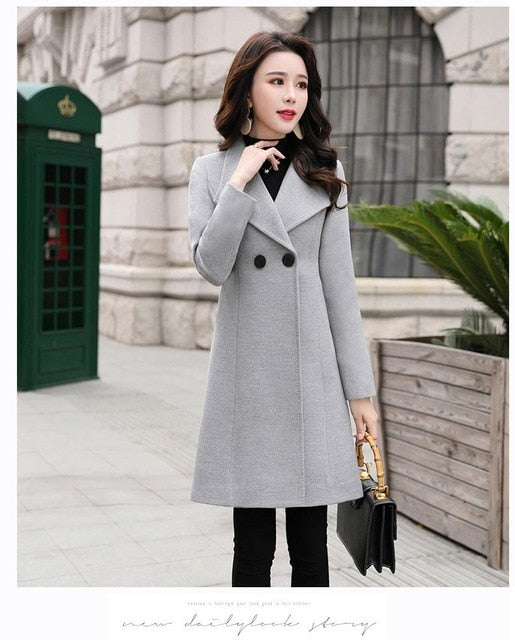 women's long wool coat plus size