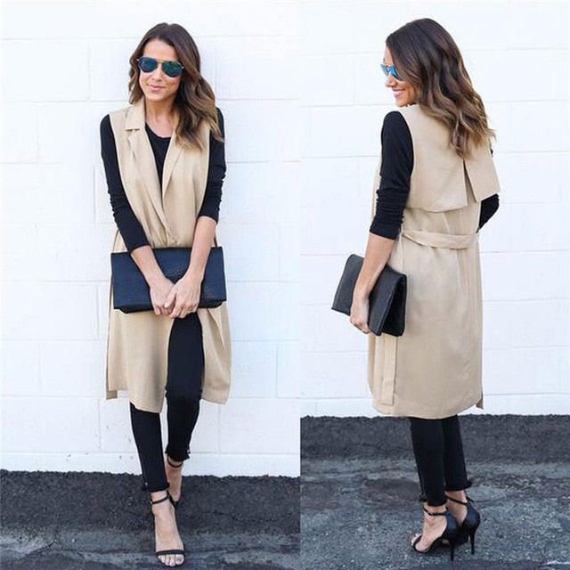 women's long sleeveless cardigan