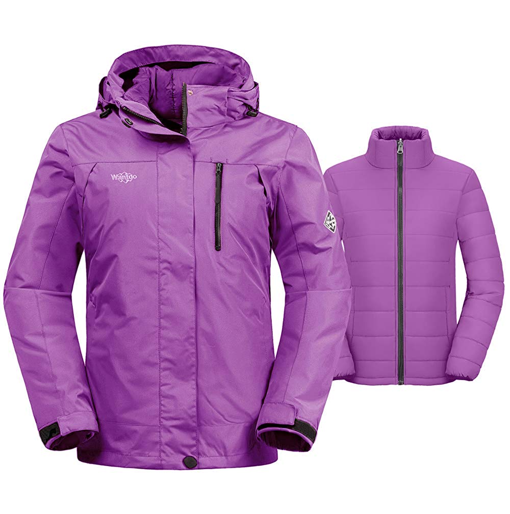 Wantdo Womens 3 In 1 Ski Jacket Waterproof Raincoat With Removable Puffer Inner Women Jackets