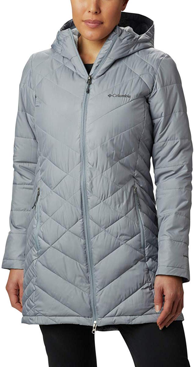 columbia women's plus heavenly long hooded down jacket