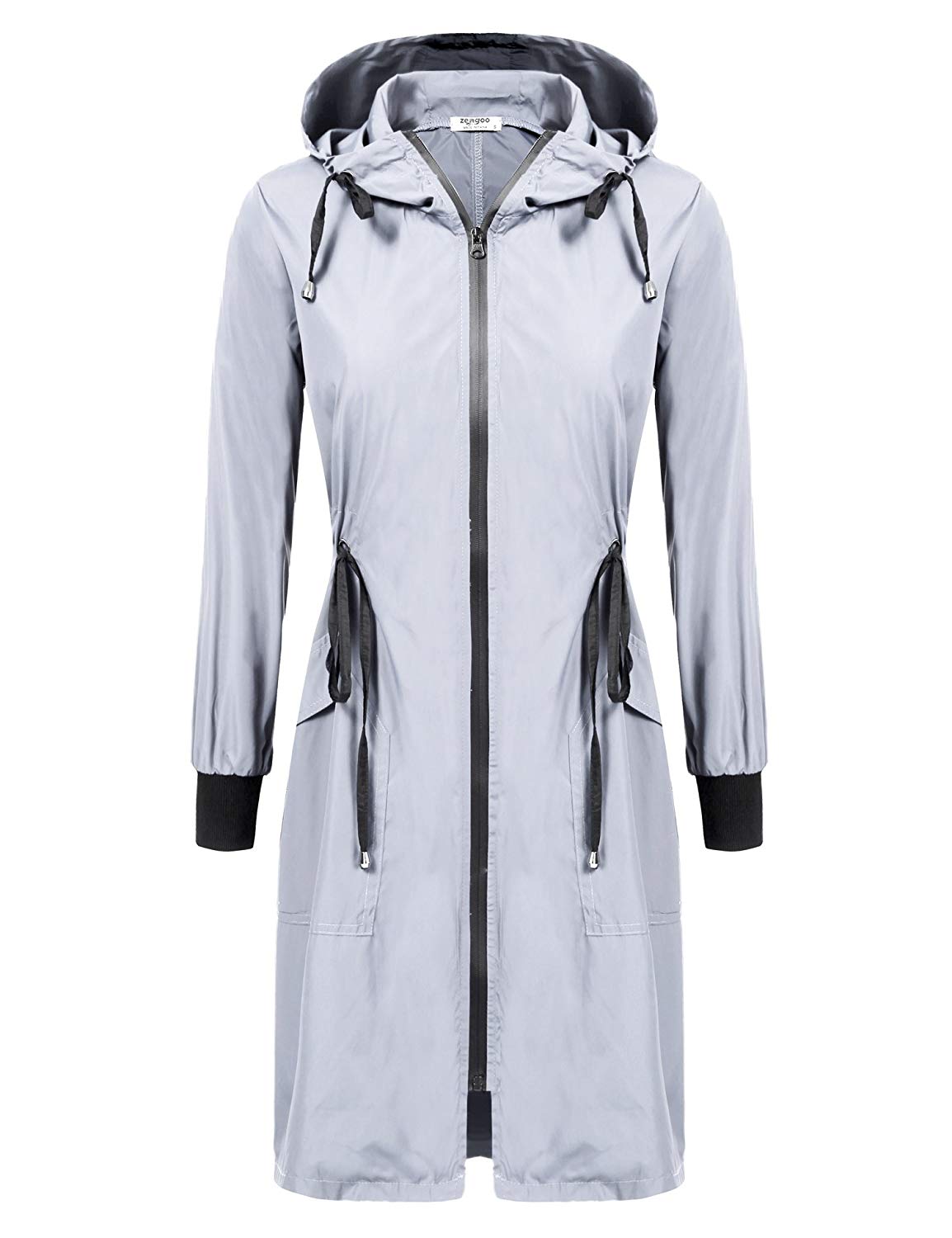 ELESOL Womens Waterproof Long Raincoat 
