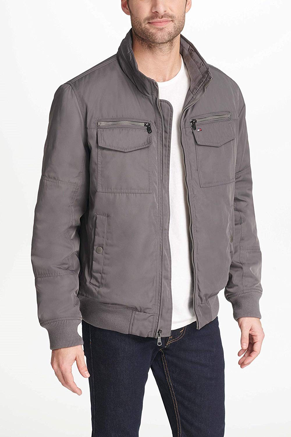 tommy hilfiger grey bomber jacket