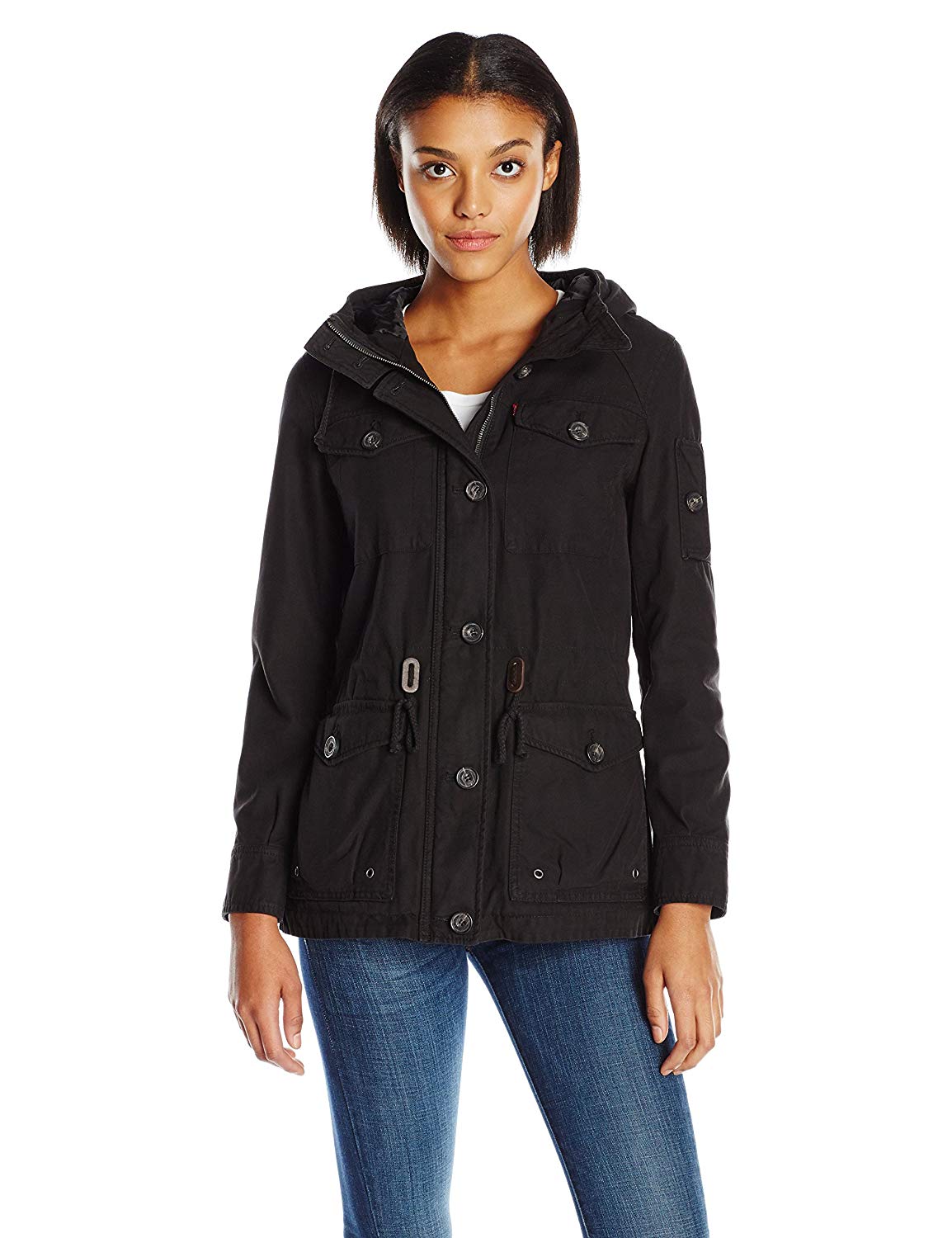 levi's women's cotton four pocket hooded field jacket