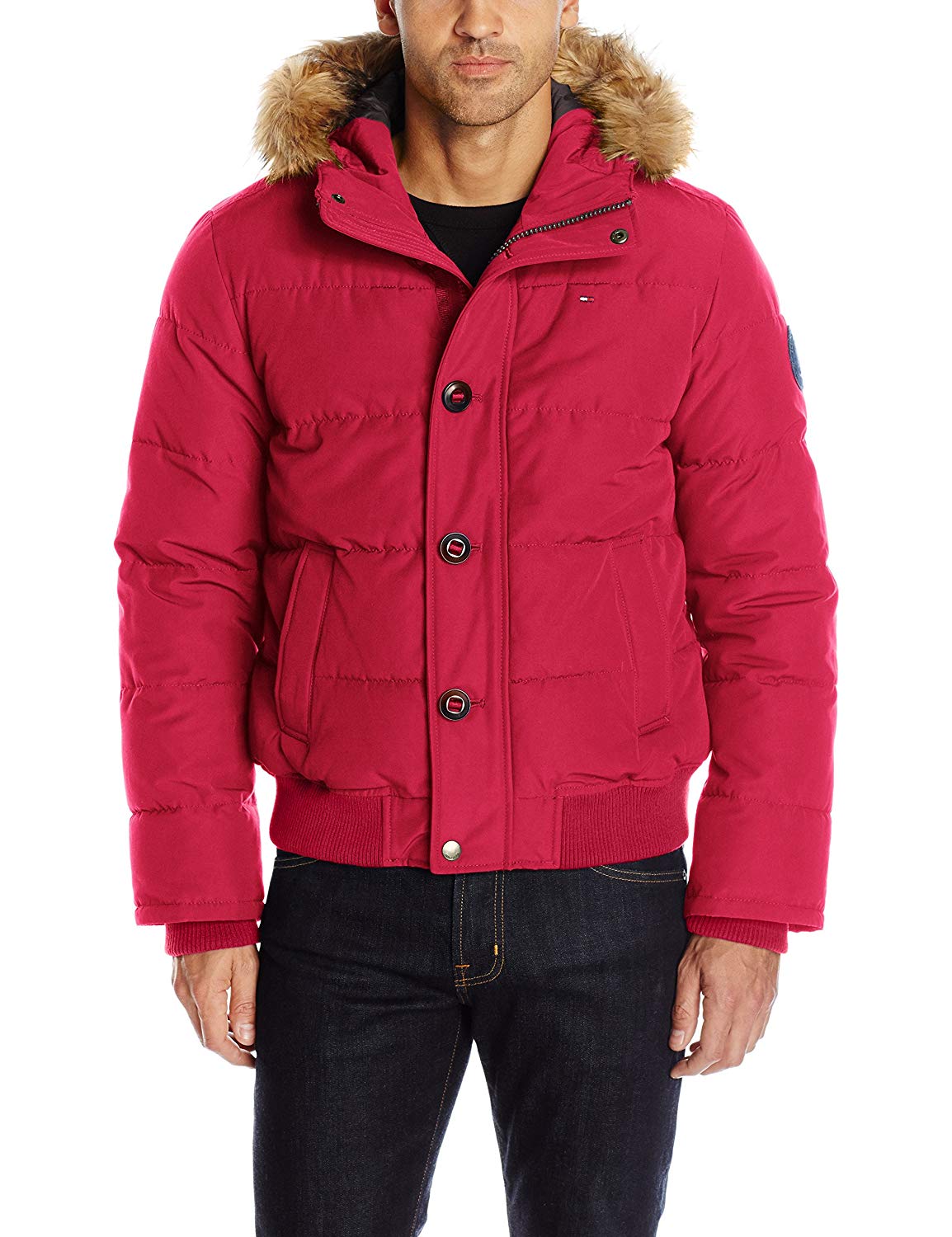 tommy hilfiger men's parka with fur hood