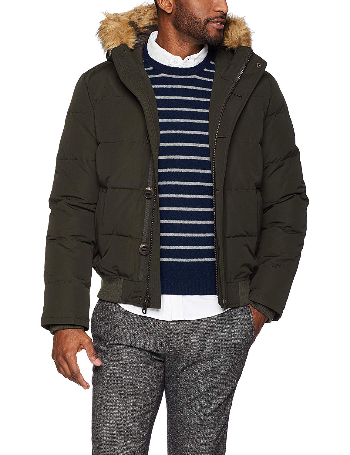 tommy hilfiger men's ultra loft insulated arctic cloth snorkel coat with removable faux fur hood