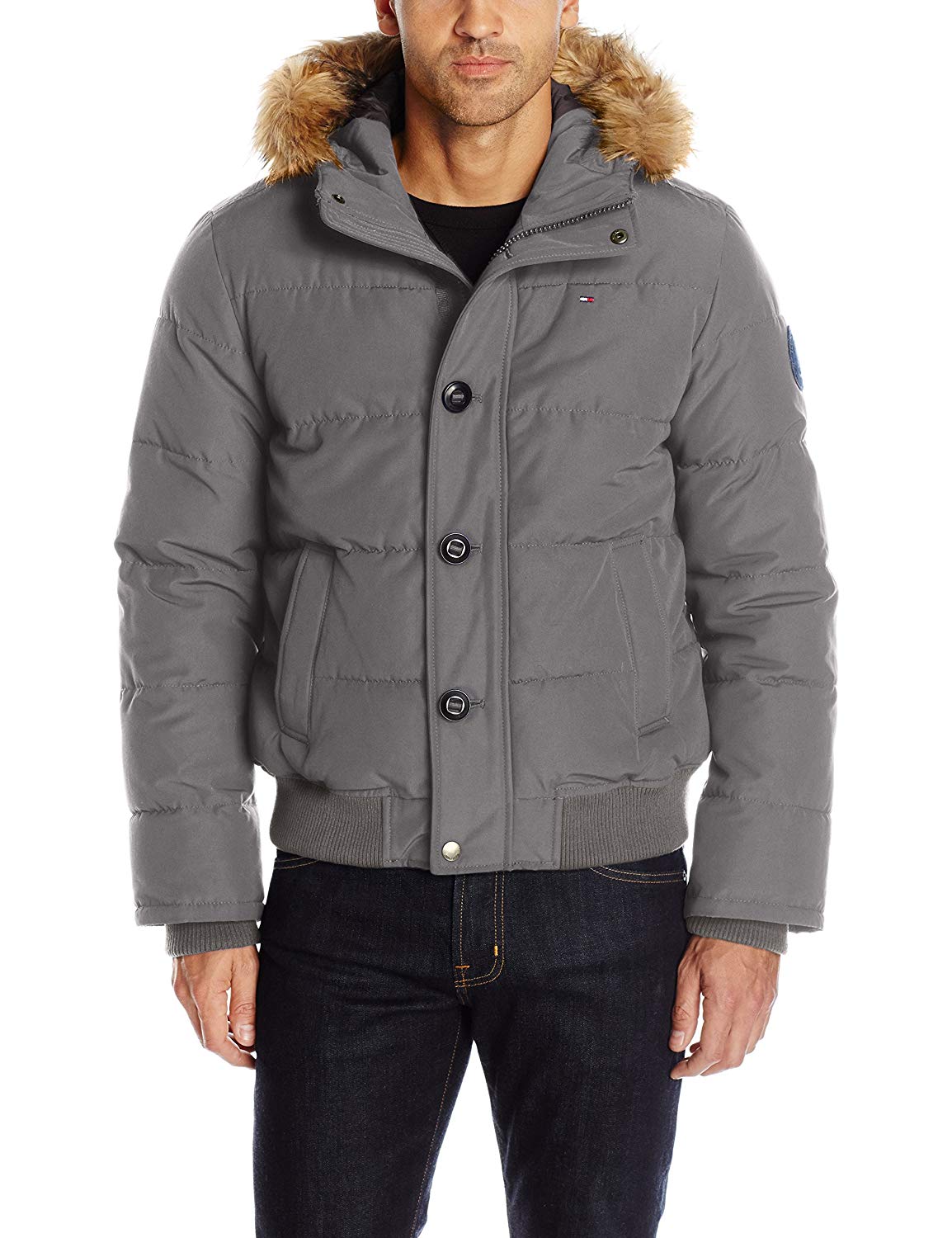 tommy hilfiger men's arctic cloth quilted snorkel bomber