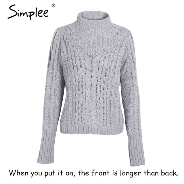 Simplee Casual Warm Autumn Winter Sweater Women Jumper Cold Shoulder K Reypop