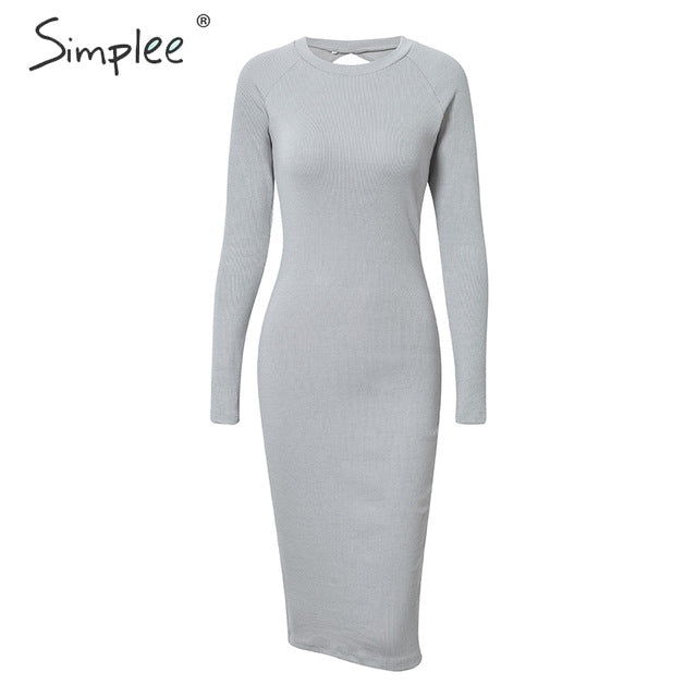 long sleeve knit bodycon dress