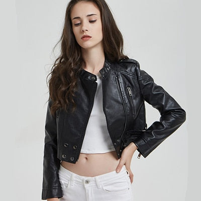 short black leather jacket