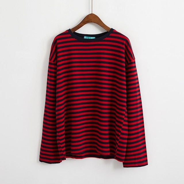 baggy striped long sleeve shirt