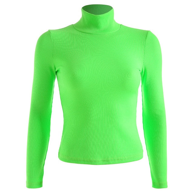 Womens Lime Green Turtleneck Online 