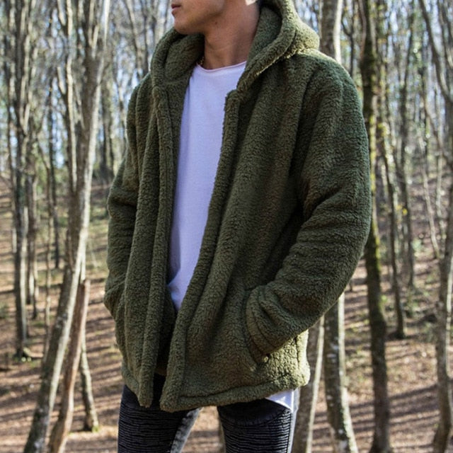 fluffy fleece hoodie mens