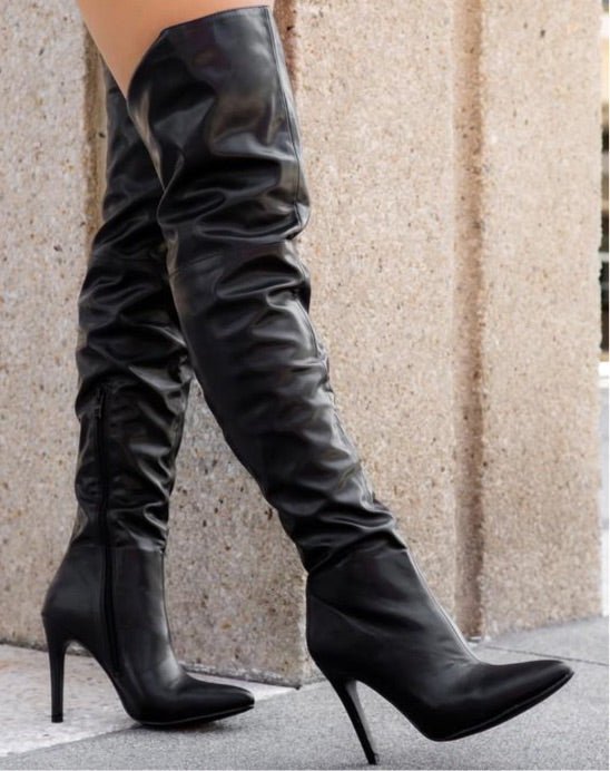 Danger Thigh Boot- Black – Head Over Heels: All In One Boutique