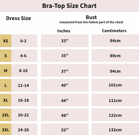 Bra Size Reference Chart