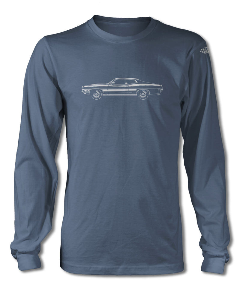 1971 Ford Torino GT Fastback with Stripes T-Shirt - Long Sleeves - Side View