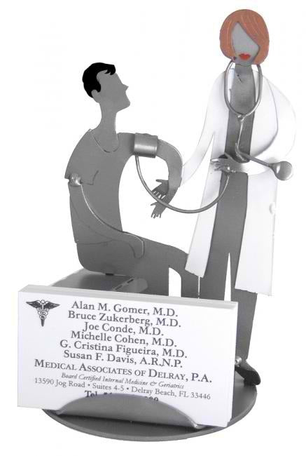 Female Doctor With Patient Business Card Holder