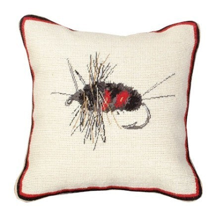 Diver Fly Petit Point Needlepoint Pillow (12 x 12) - Michaelian Home