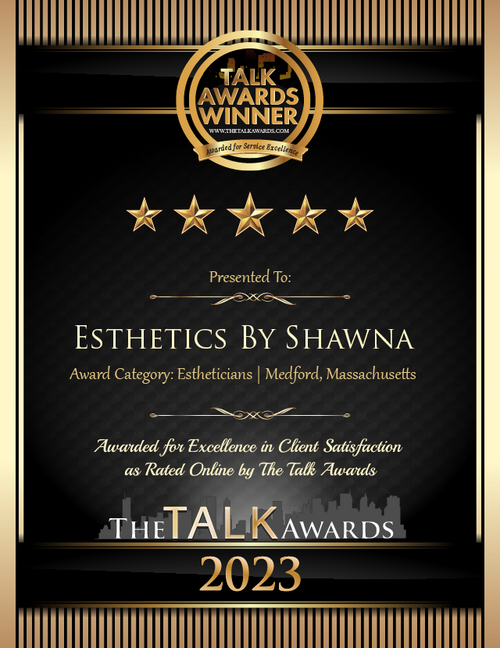 The Talk Awards 2023 - Recognizing Excellence in Client Satisfaction at Esthetics By Shawna. A prestigious honor celebrating outstanding service and customer satisfaction in Skin Care