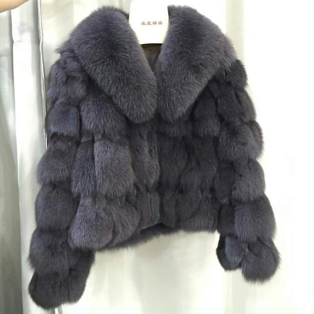 Luxury Fox Fur Coat With Collar 50CM – Furdela