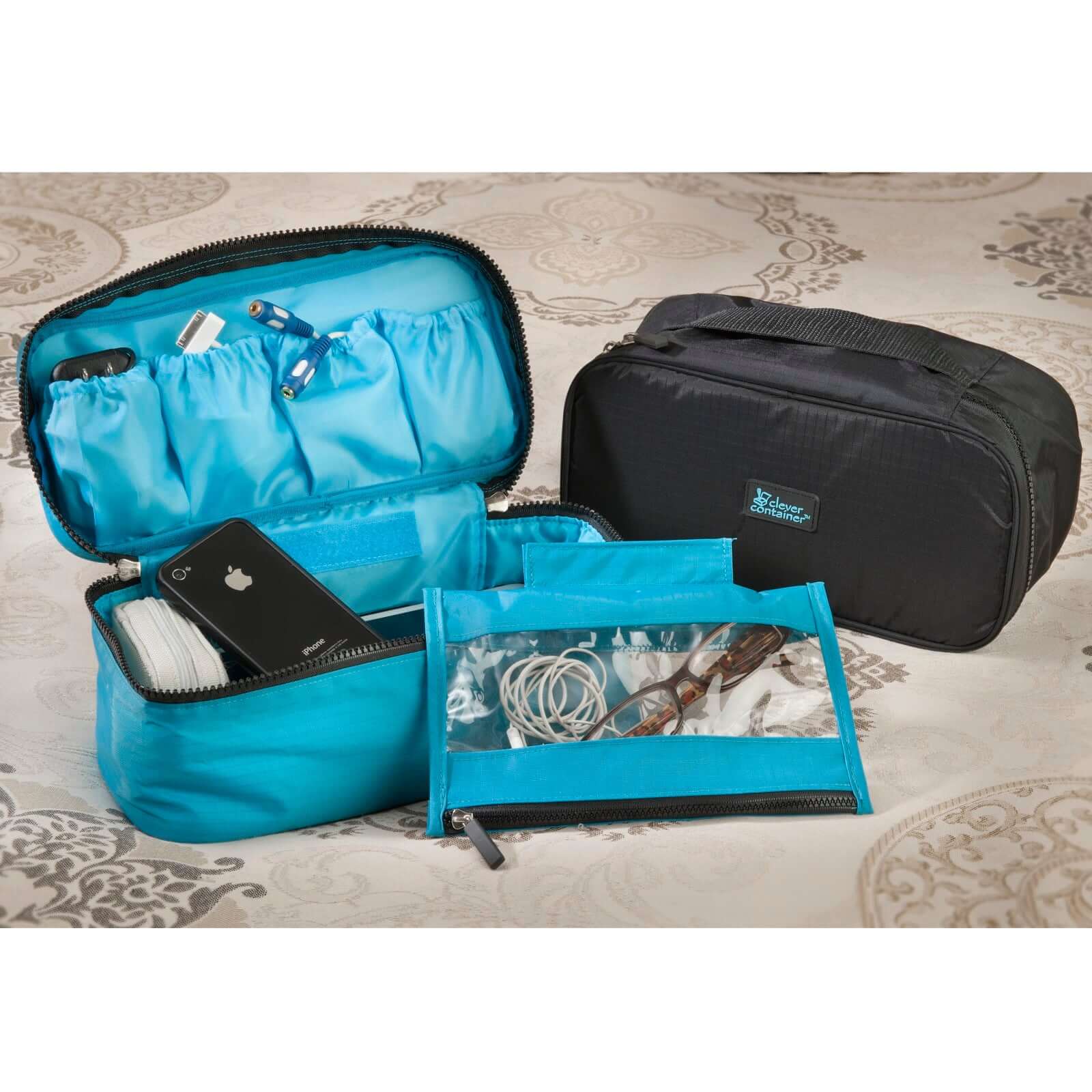 Tech and Toiletries Pouch + Bag in a Bag - Teal - Bundle#N#– Clever ...