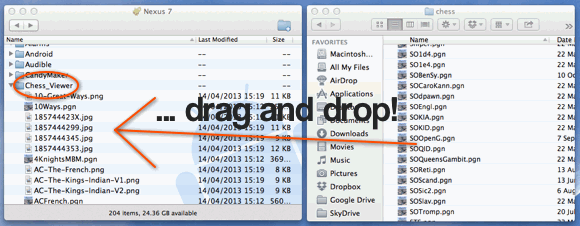 Transferring pgn files to your Android Device on a Mac