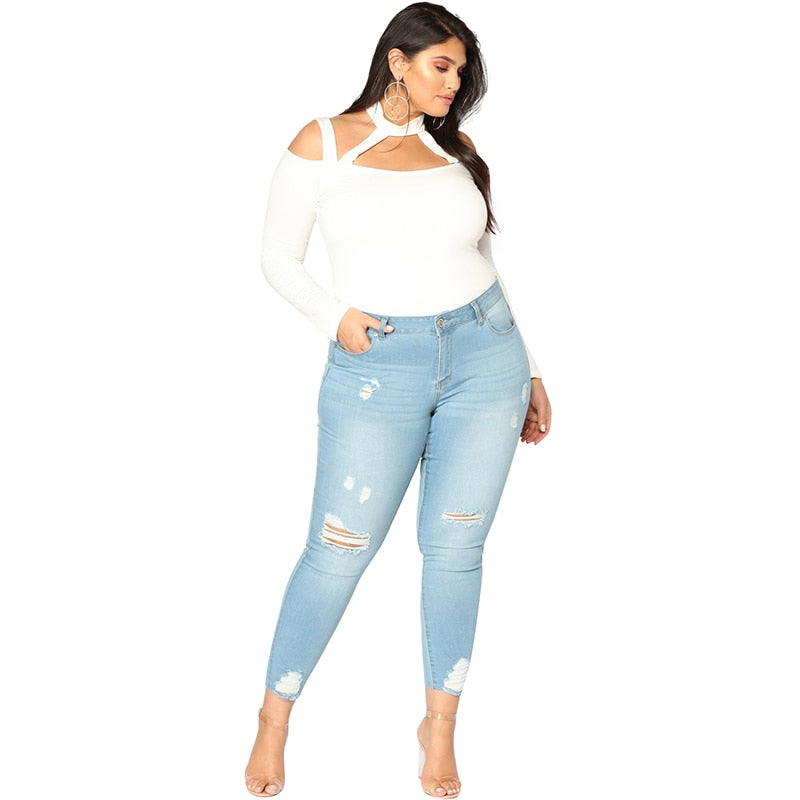 plus size ripped jeans cheap