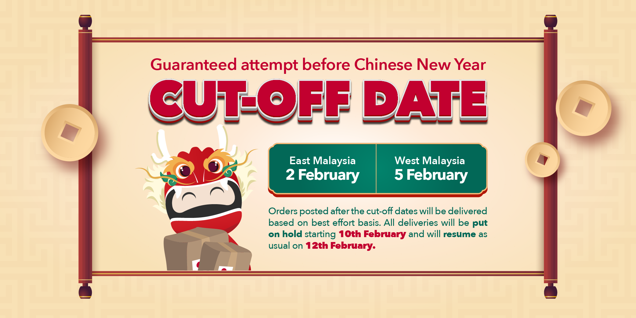 Ninja Van Chinese New Year Cut-off/ Delivery Dates