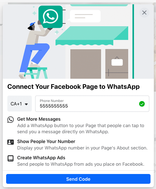 Connect facebook to whatsapp
