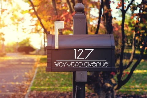 brown mailbox with gold mailbox decal from eastcoast engraving