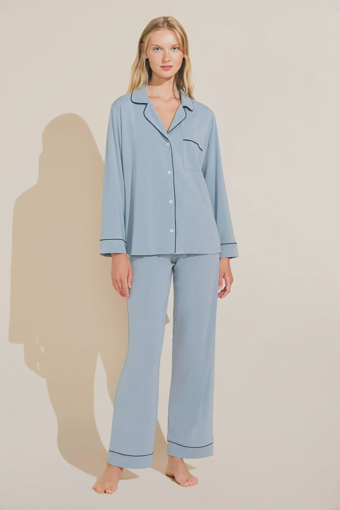 GISELE LONG PJ SET - HERITAGE BLUE/IVORY