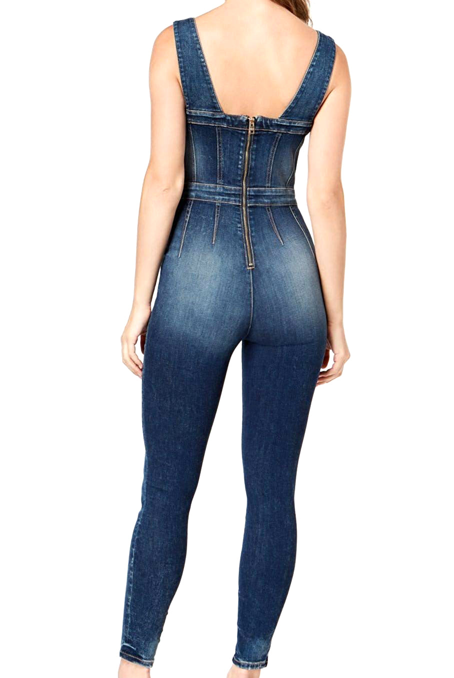 guess denim bodycon jumpsuit