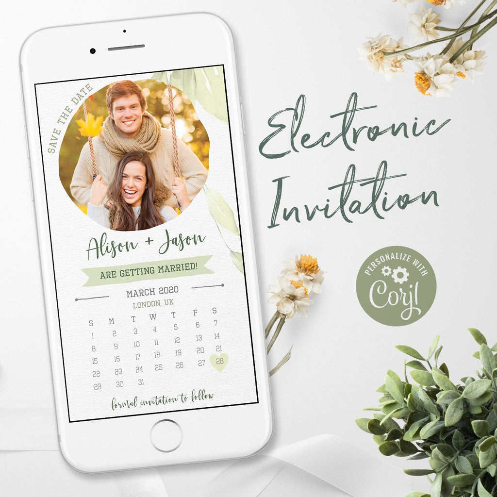 rustic calendar electronic save the date