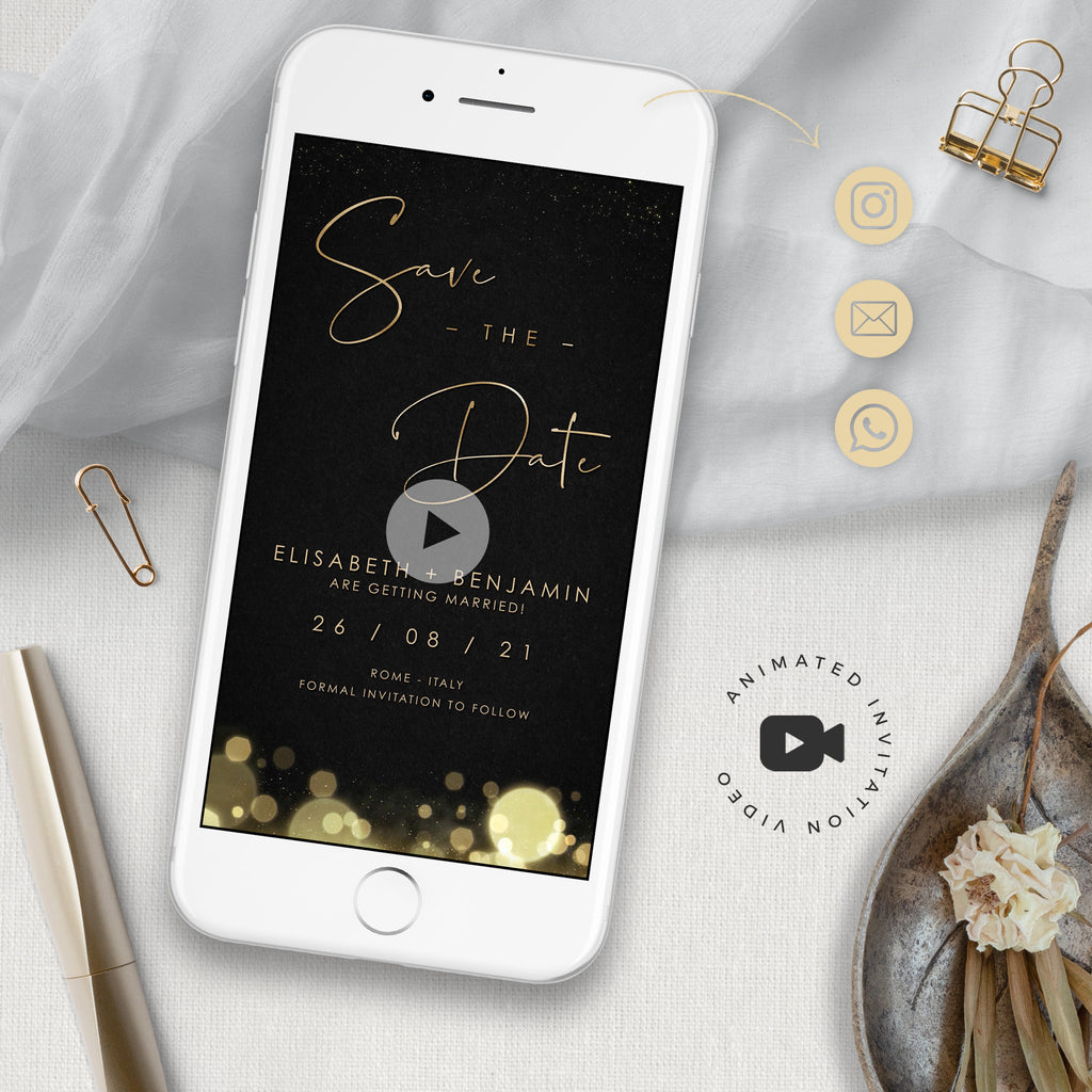 Black & Gold animated save the date