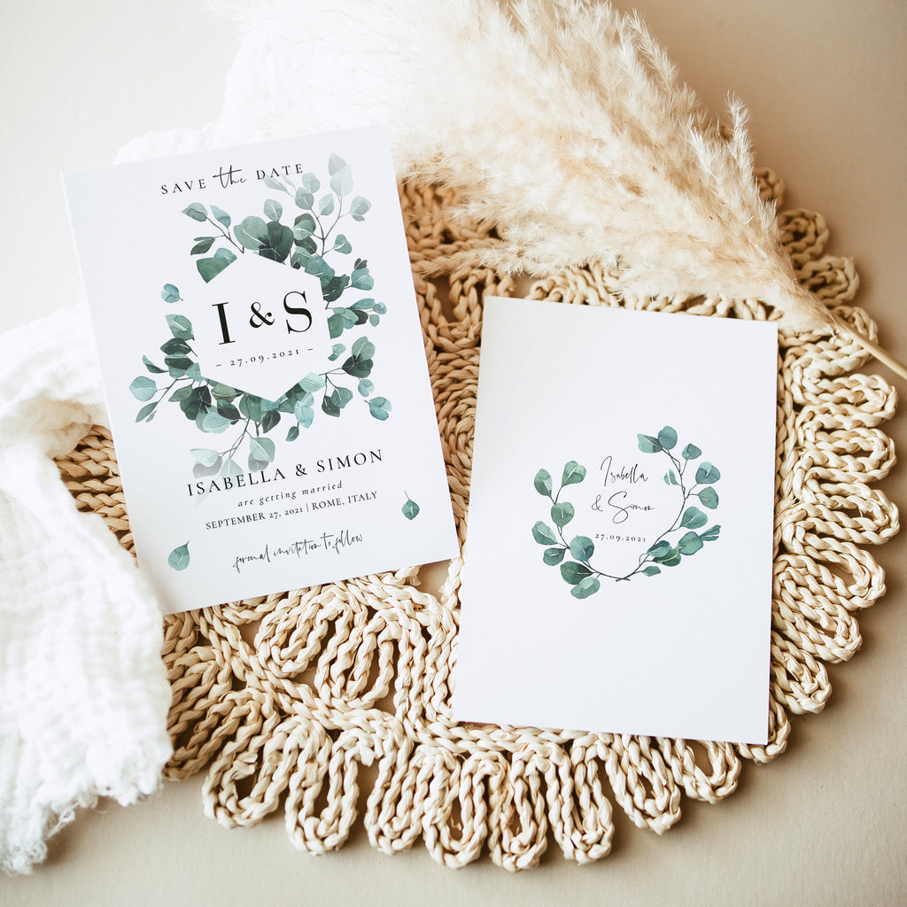 eucalyptus save the date card