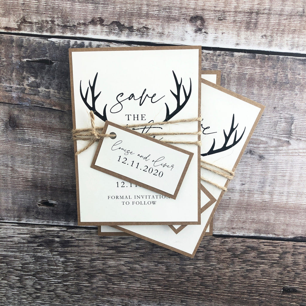 Rustic winter wedding save the date