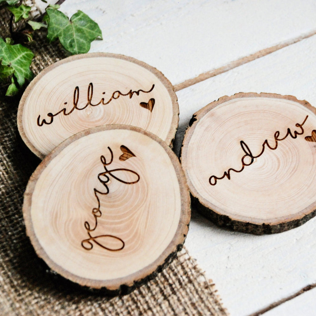 Rustic Wedding Name Place Cards