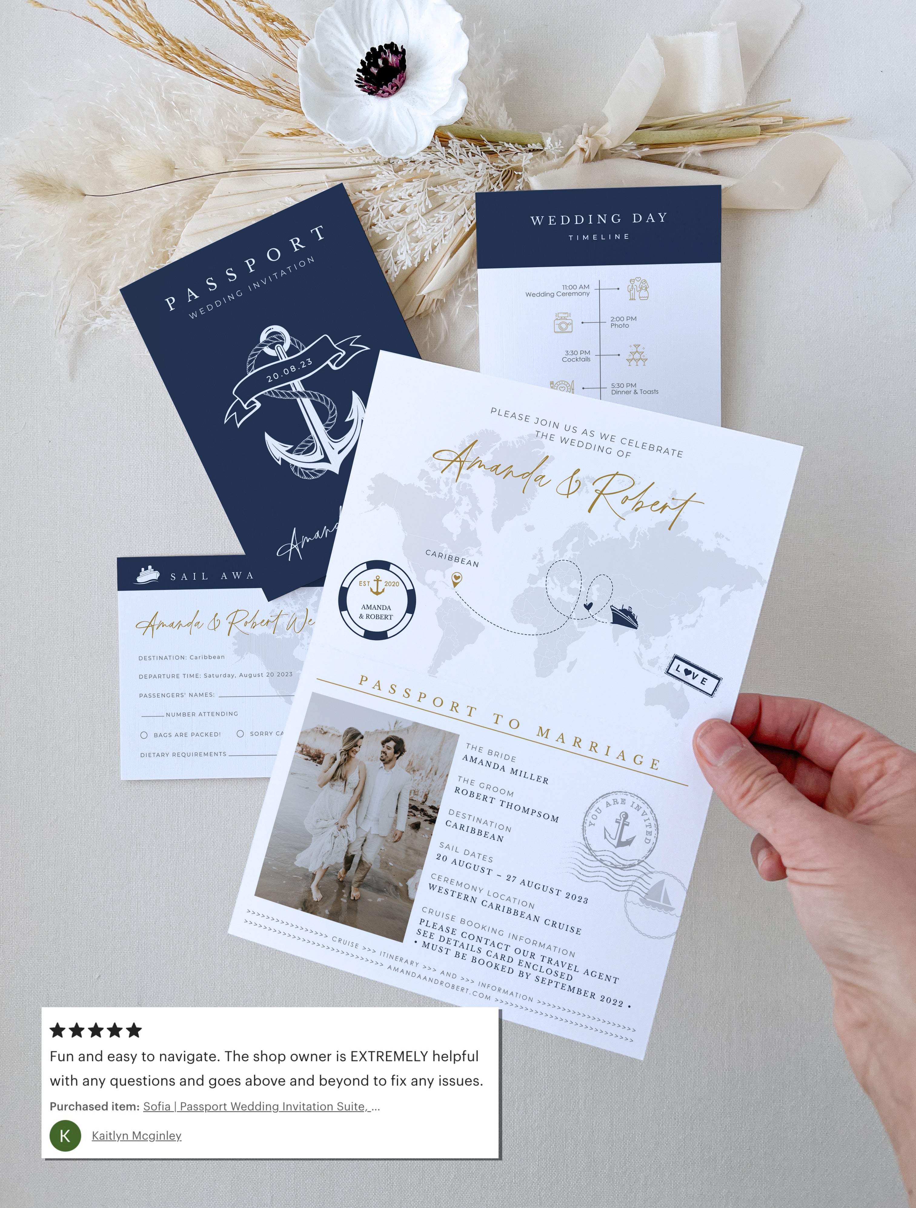 nautical passport wedding invitation template