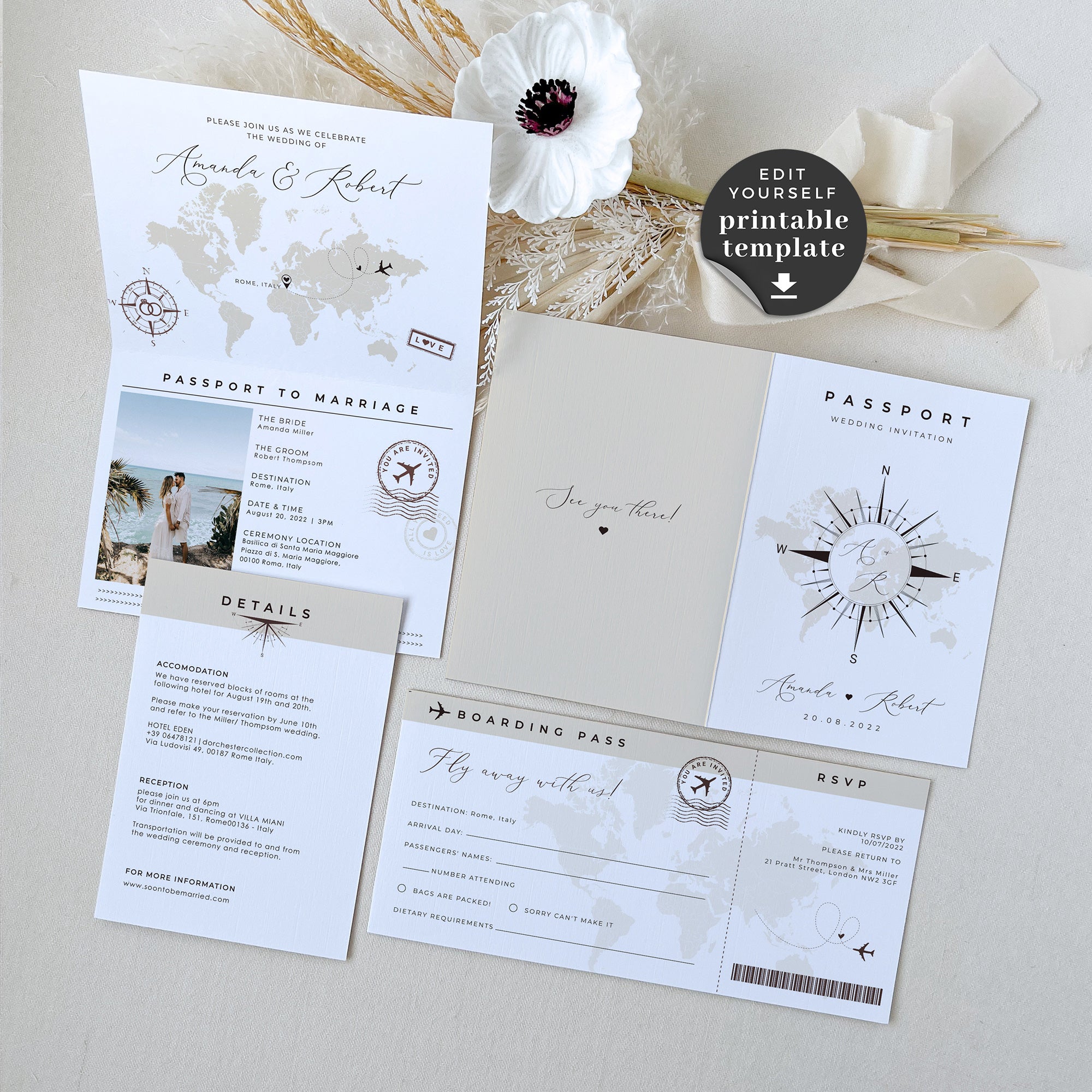 passport wedding invitation template