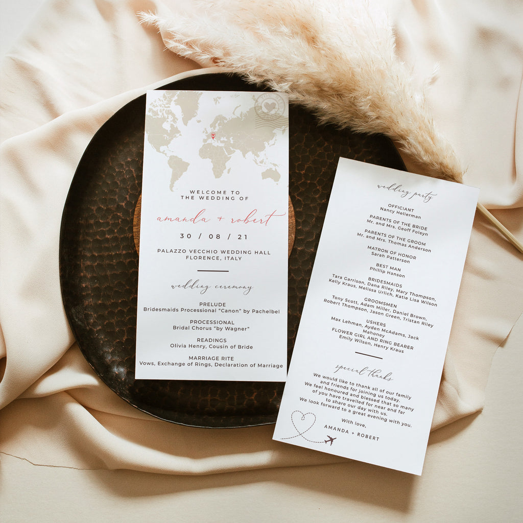 travel themed wedding program