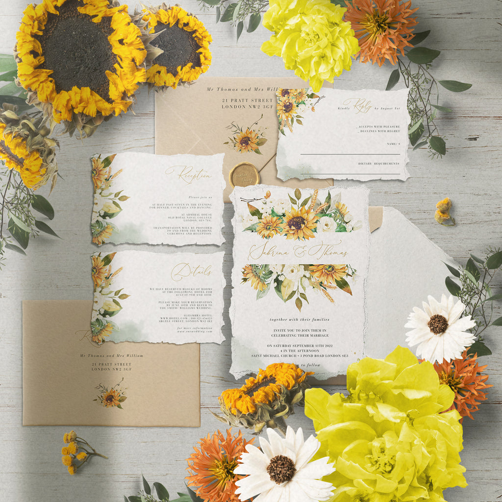 sunflowers wedding stationery