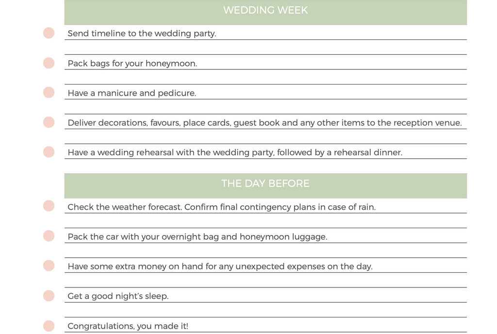 wedding planning - wedding week