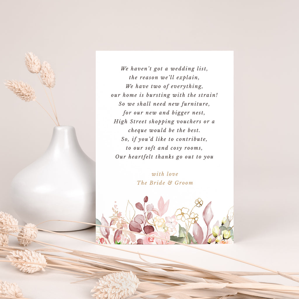 wedding money poem card