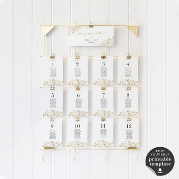 Wedding Seating Chart Cards Template Table Number Seating 